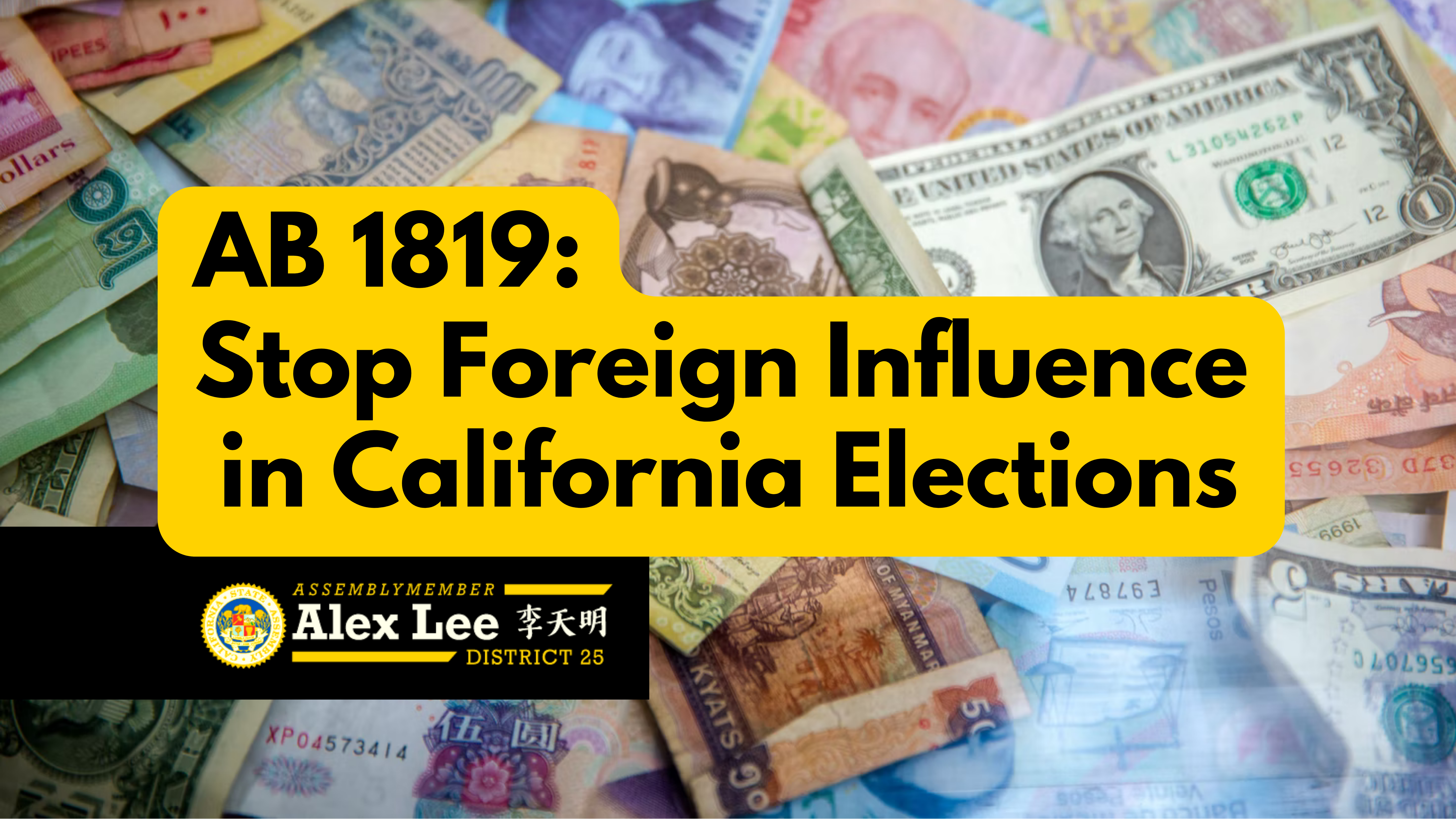 AB 1819 - Stop Foreign Influence in Elections with money in the background
